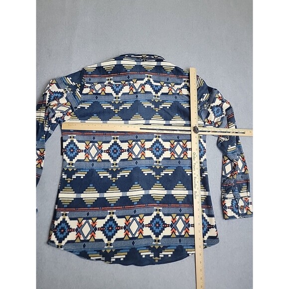 Valor Shirt Shacket Mens XL Aztec Fleece  Blue White Aztec Tribal Southwest - Picture 10 of 12